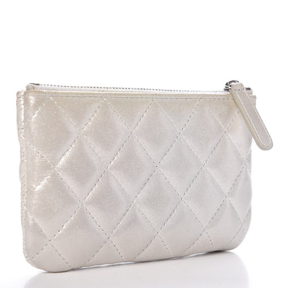 Chanel Metallic Lambskin Star Embossed Coin Purse Case Silver 3 of 8