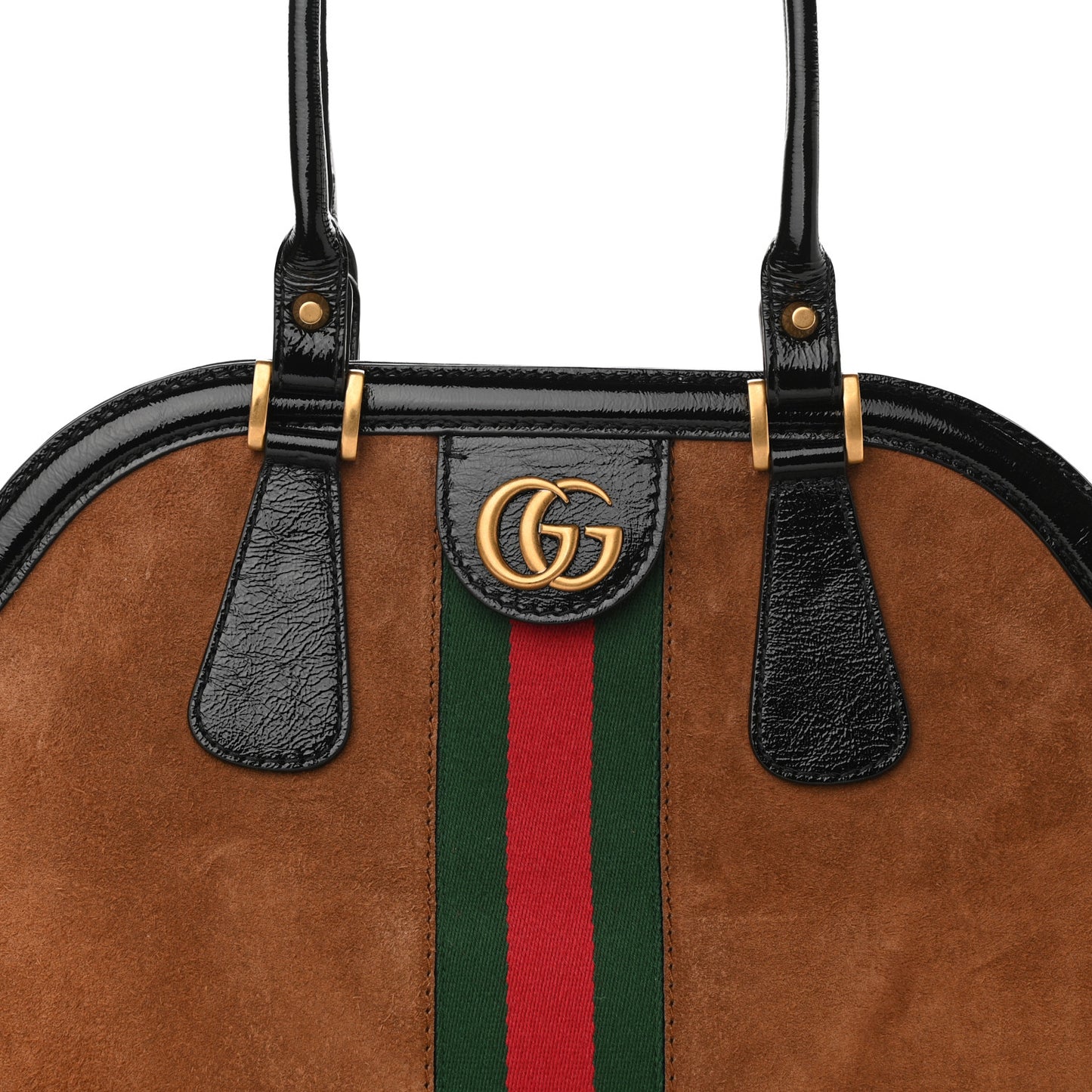 Suede Ophidia Large Re(Belle) Top Handle Bag Nocciola Black
