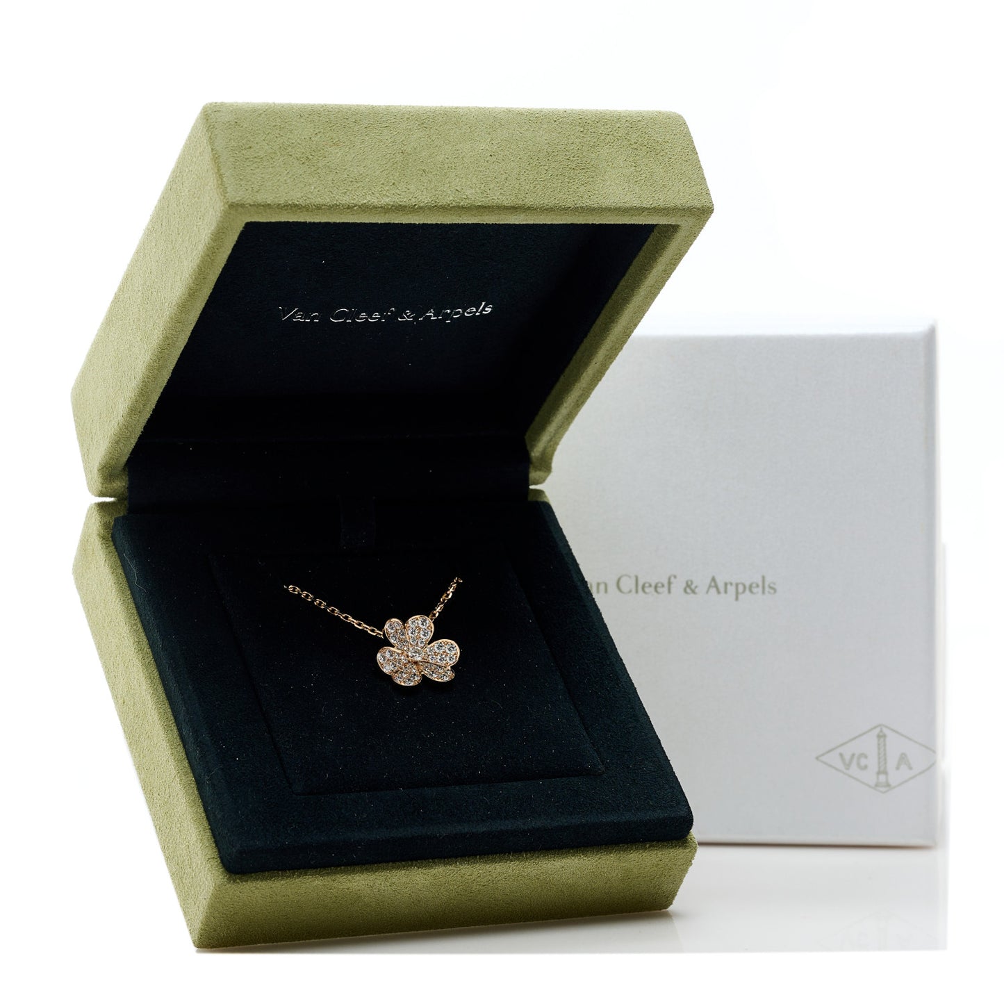 18K Rose Gold Diamond Small Frivole Pendant Pave Necklace
