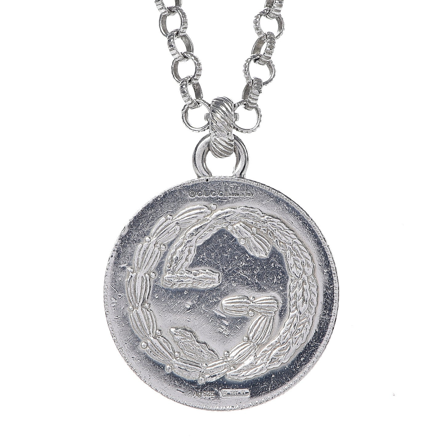 Sterling Silver Reversible Bee Coin Medallion Pendant Necklace