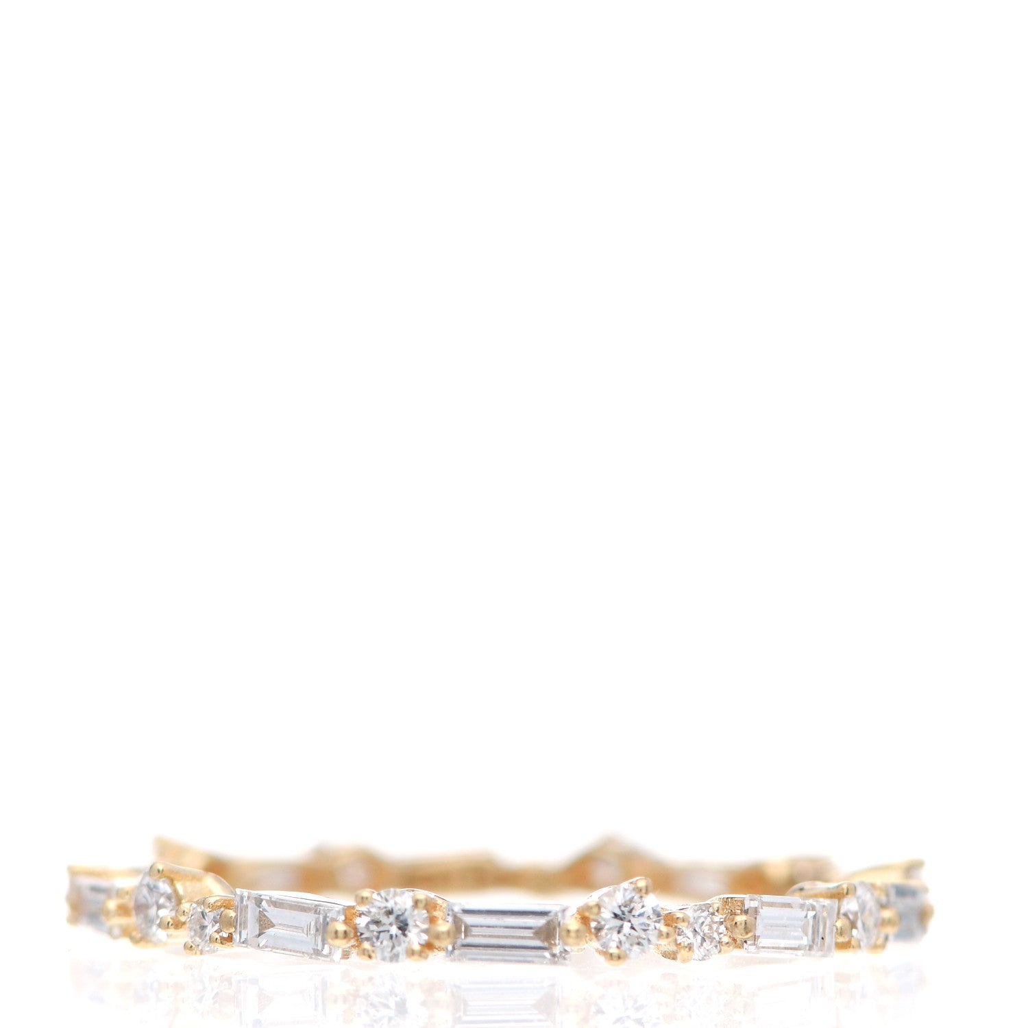 Suzanne Kalan 18K Yellow Gold Diamond Thin Mix Eternity Ring 54 7 3 of 5