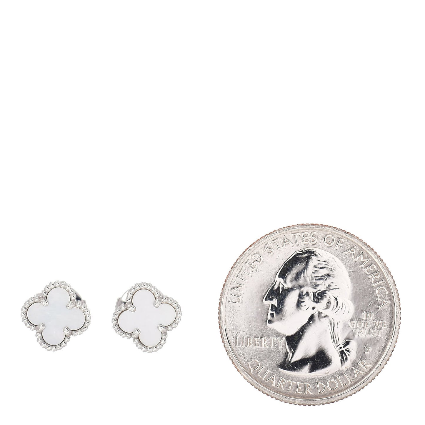 18K White Gold Mother of Pearl Sweet Alhambra Earrings