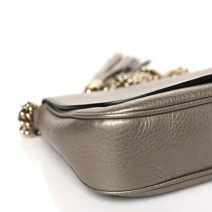 Gucci Metallic Pebbled Calfskin Medium Soho Flap Crossbody Golden Beige 9 of 11