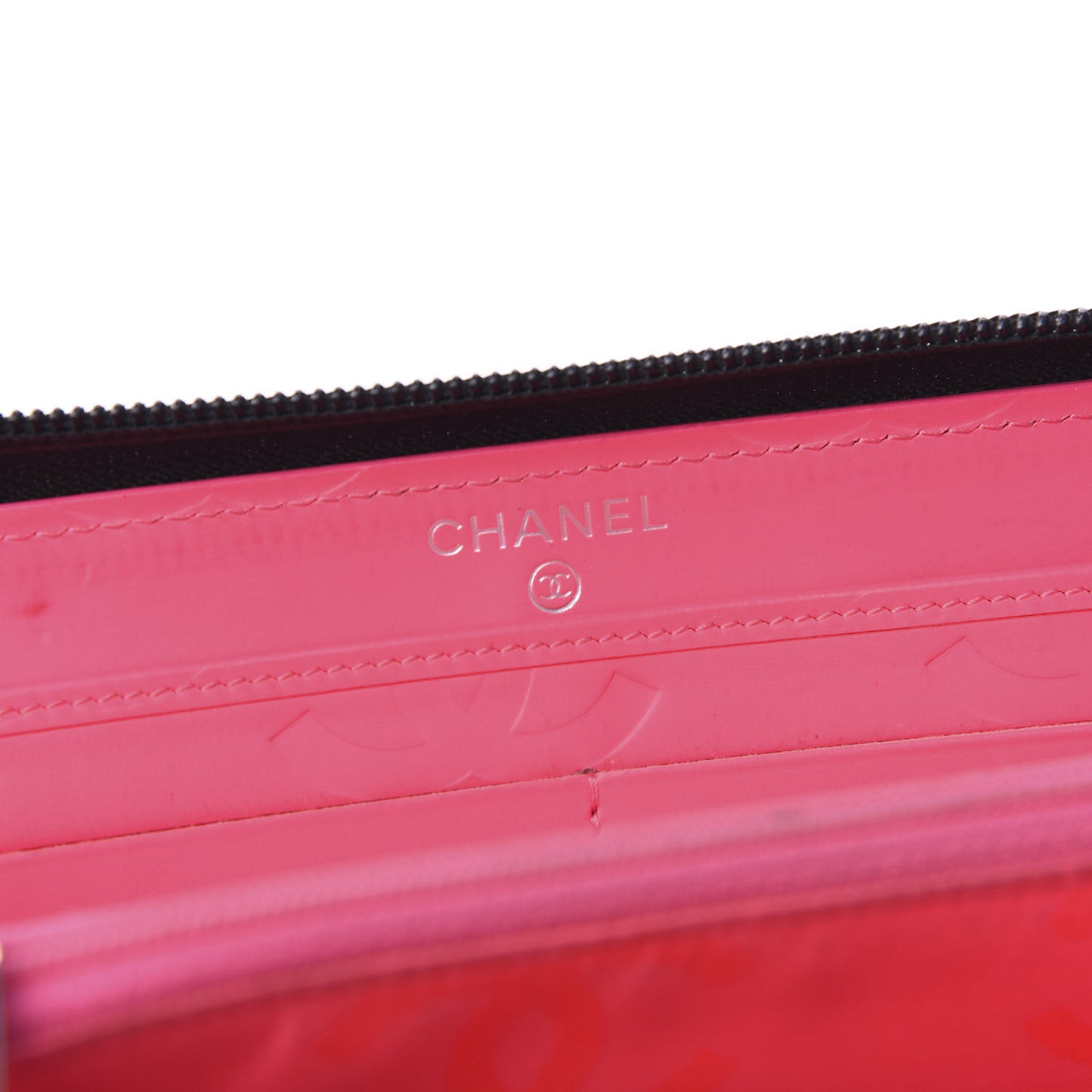 Calfskin Quilted Cambon Large Gusset Zip Around Wallet Black