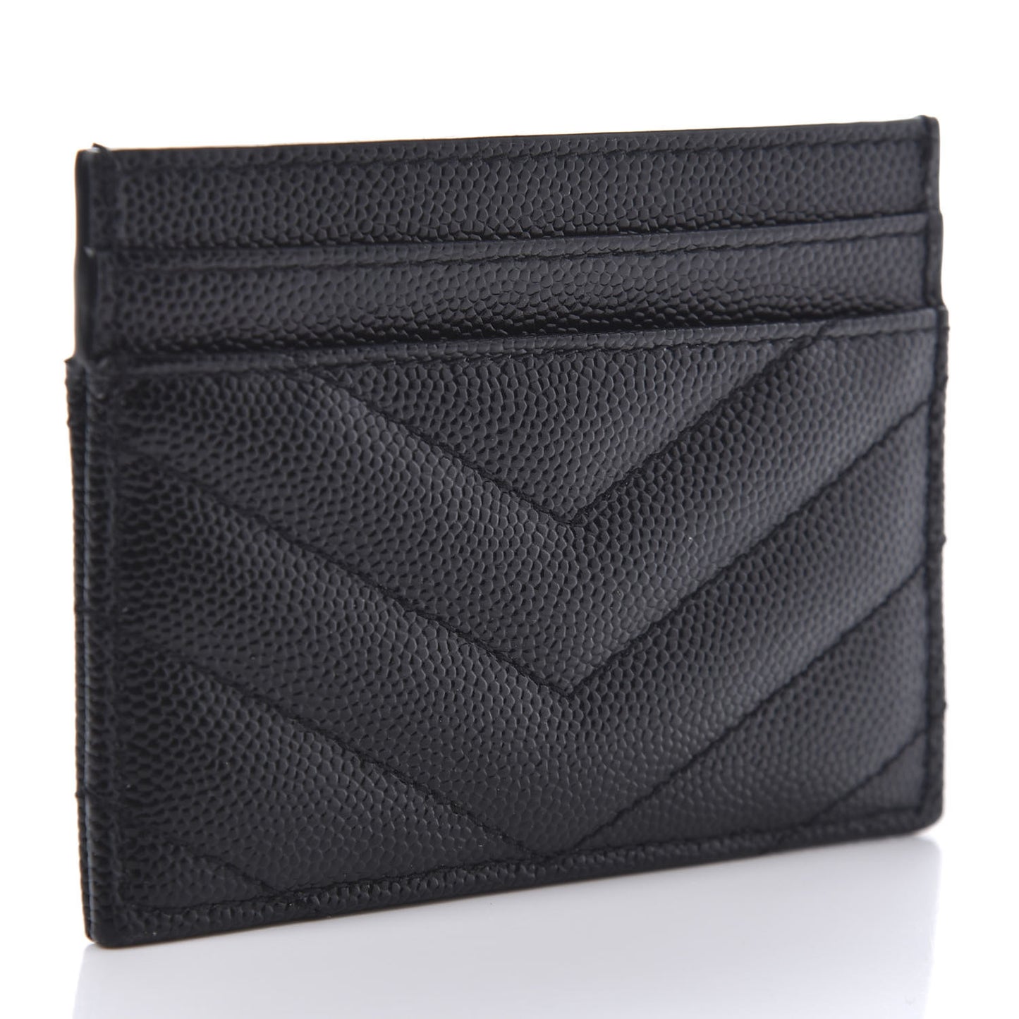 Grain De Poudre Matelasse Chevron Monogram Credit Card Case Black