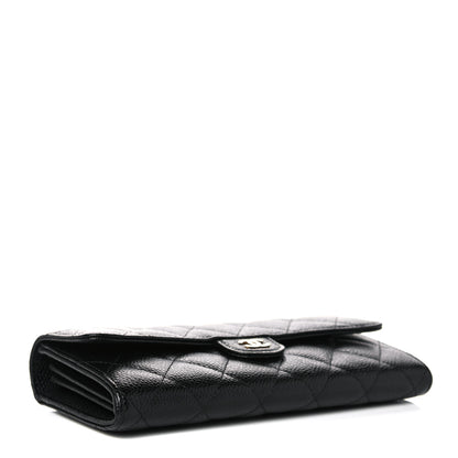Chanel Caviar Quilted Large Gusset Flap Wallet Black 4 of 11