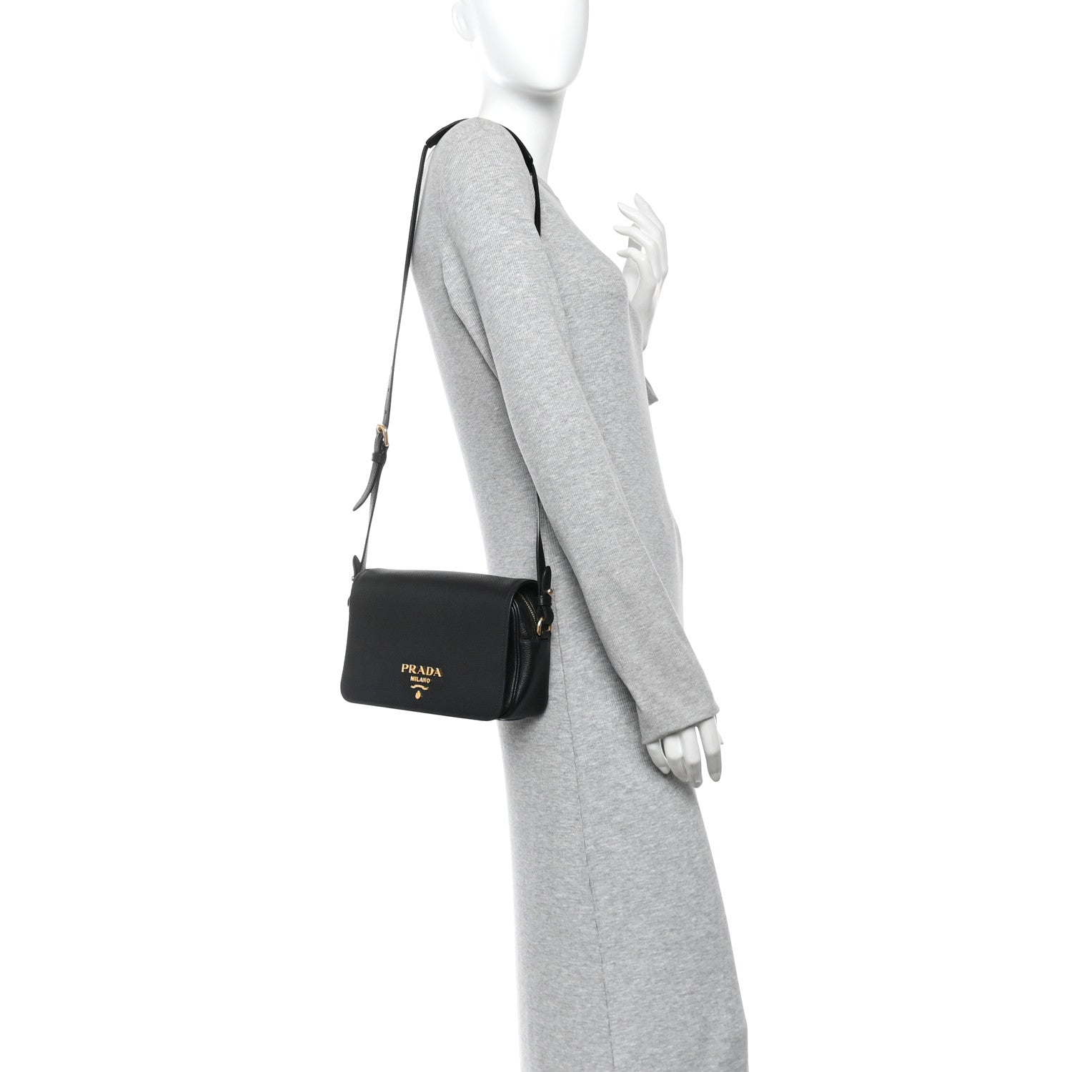 Prada Vitello Phenix Crossbody Bag Black 2 of 10