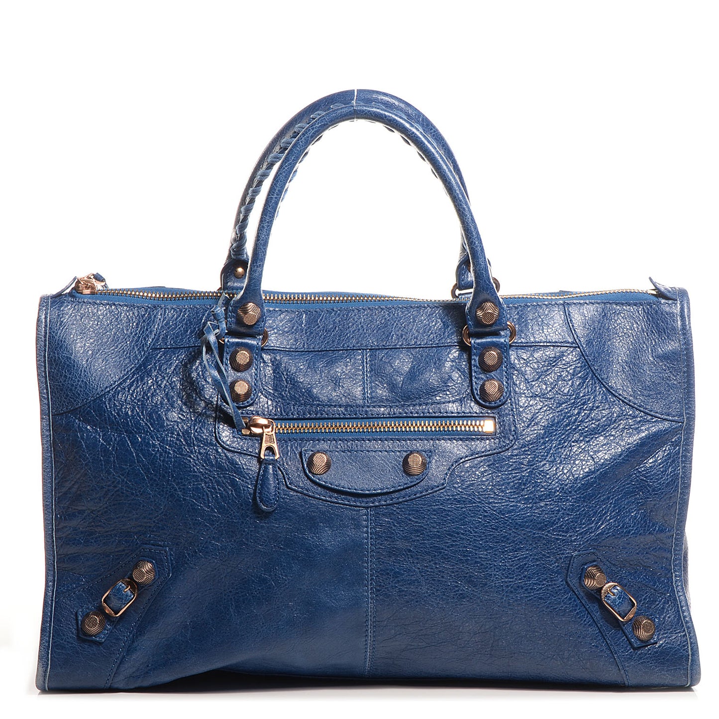 Agneau Giant 12 Rose Gold Hardware Work Bleu Cobalt Bleu Electric