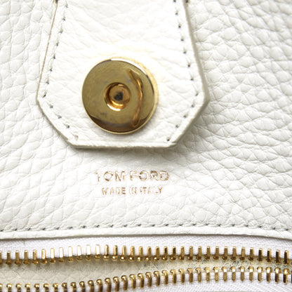 Tom Ford Grained Calfskin Sedgwick Medium Zipper Tote White 5 of 9