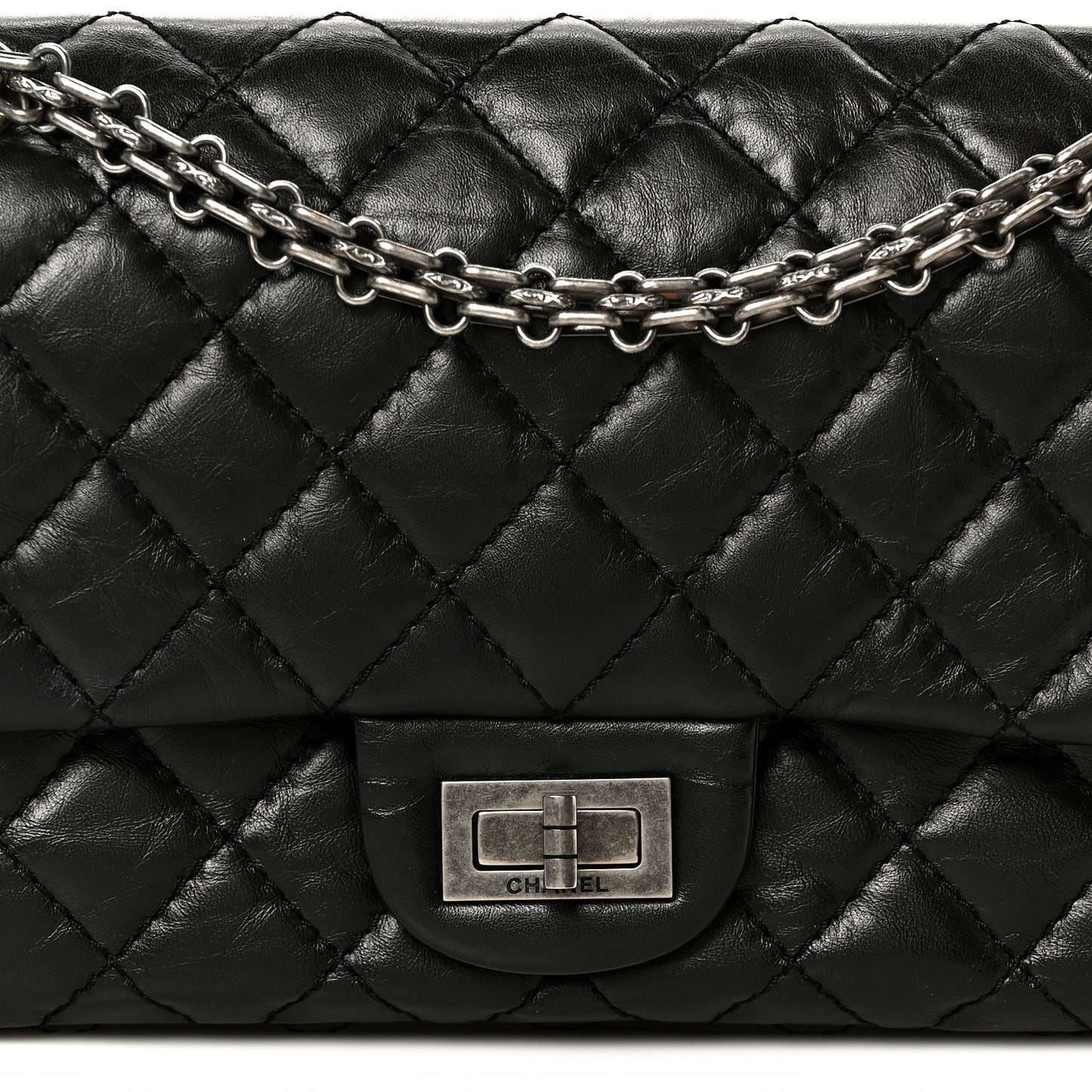 Aged Calfskin Quilted 2.55 Reissue 225 Flap Black
