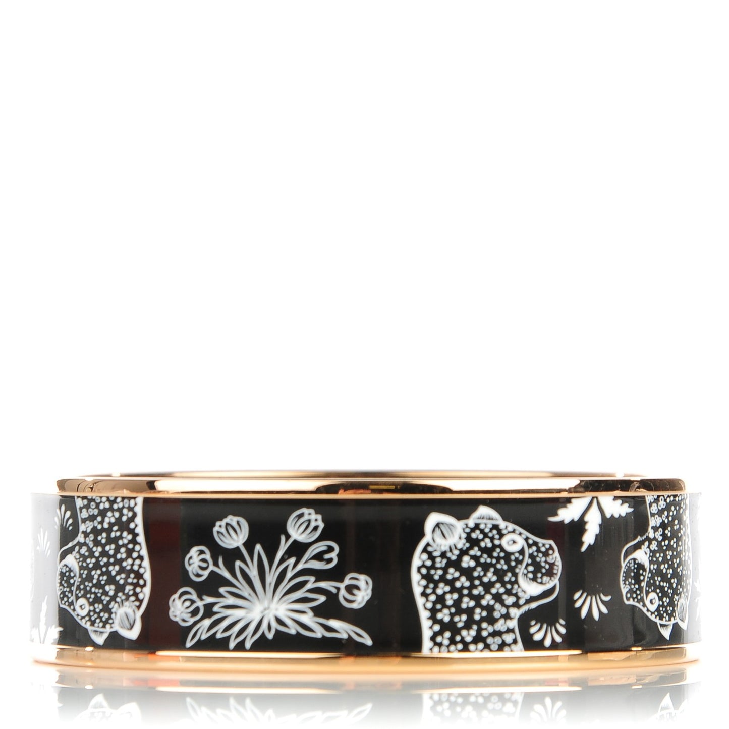 Enamel Printed Wide Les Léopards Bracelet 70 Black
