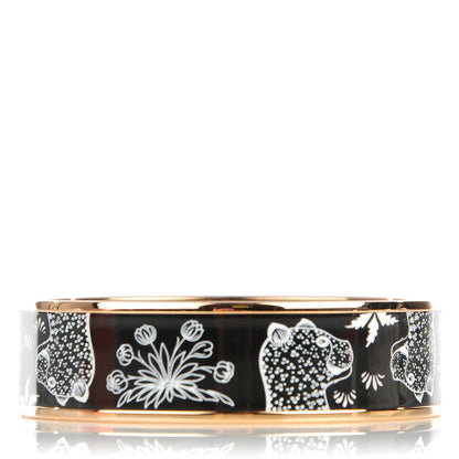 Hermes Enamel Printed Wide Les Léopards Bracelet 70 Black 1 of 6