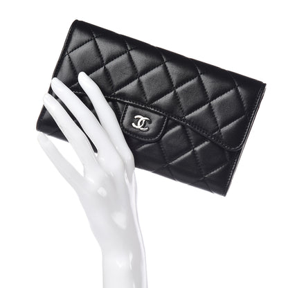 Chanel Lambskin Quilted Large Flap Wallet Black 2 of 13