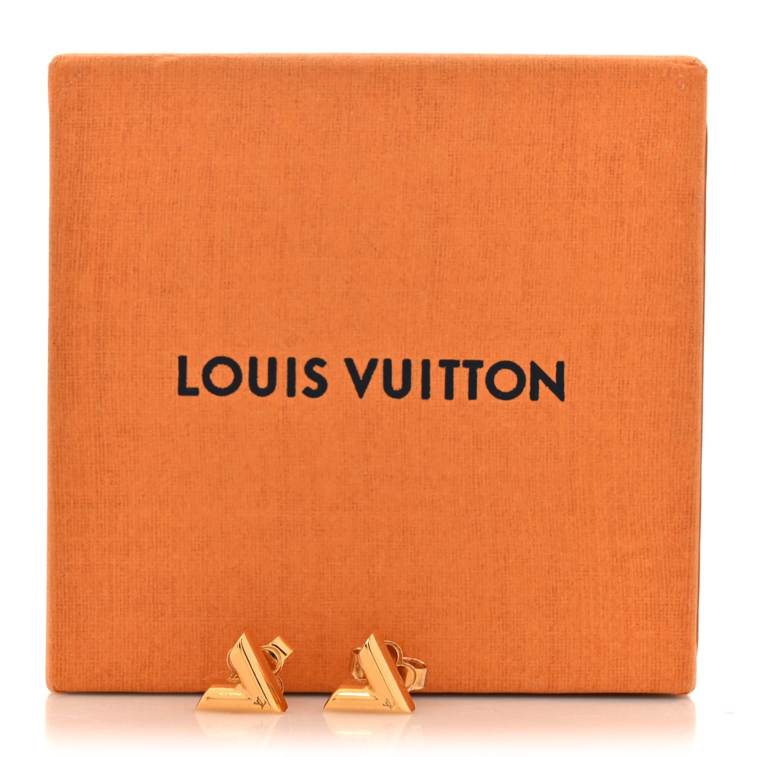 Louis Vuitton Brass Essential V Stud Earrings Gold 5 of 5