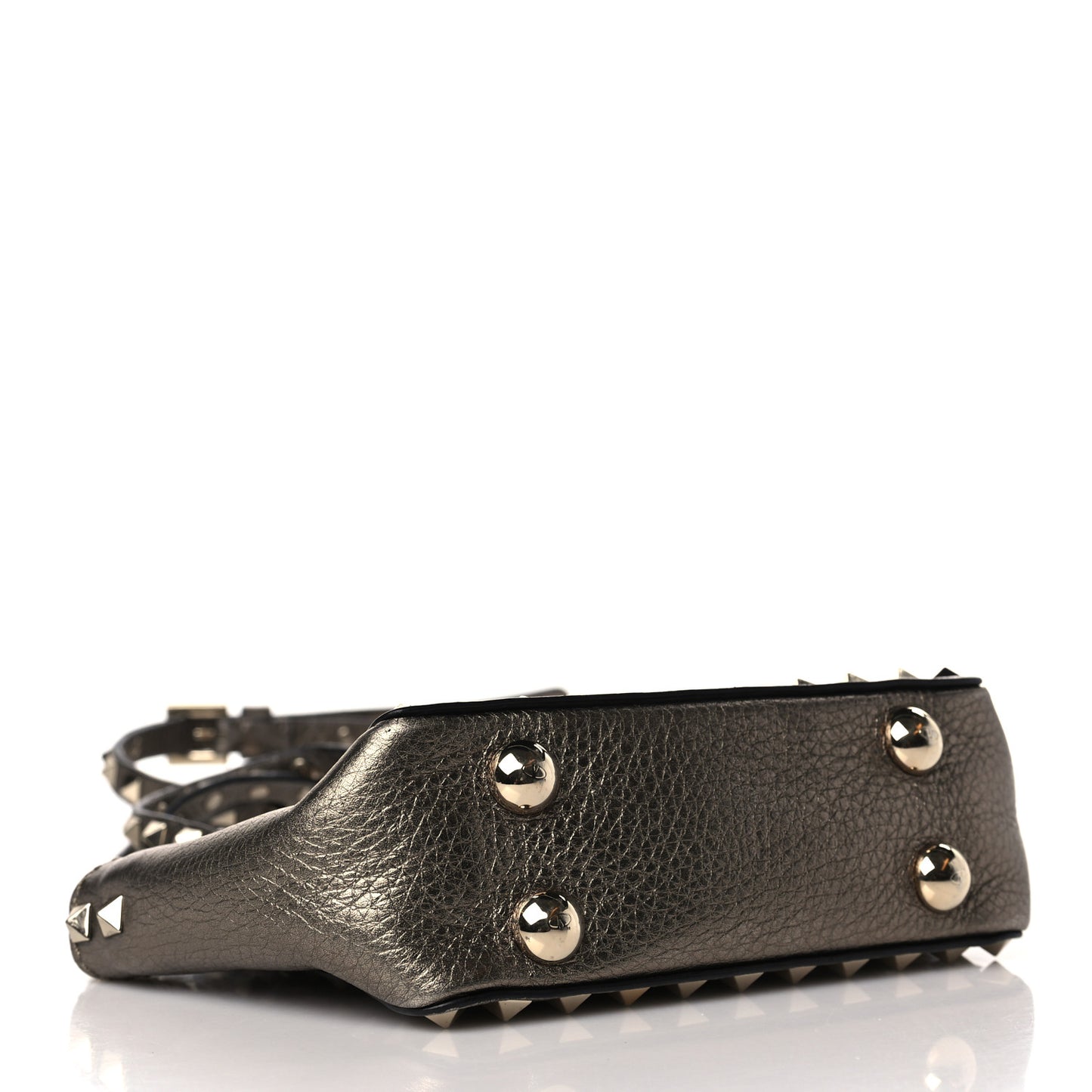 Metallic Alce Printed Calfskin Mini Rockstud Tote Sasso
