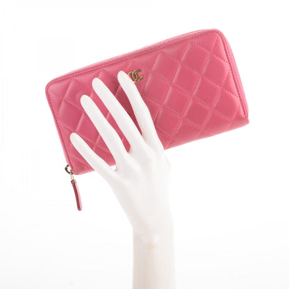 Chanel Lambskin Quilted Zip Around Wallet Pink 2 of 8