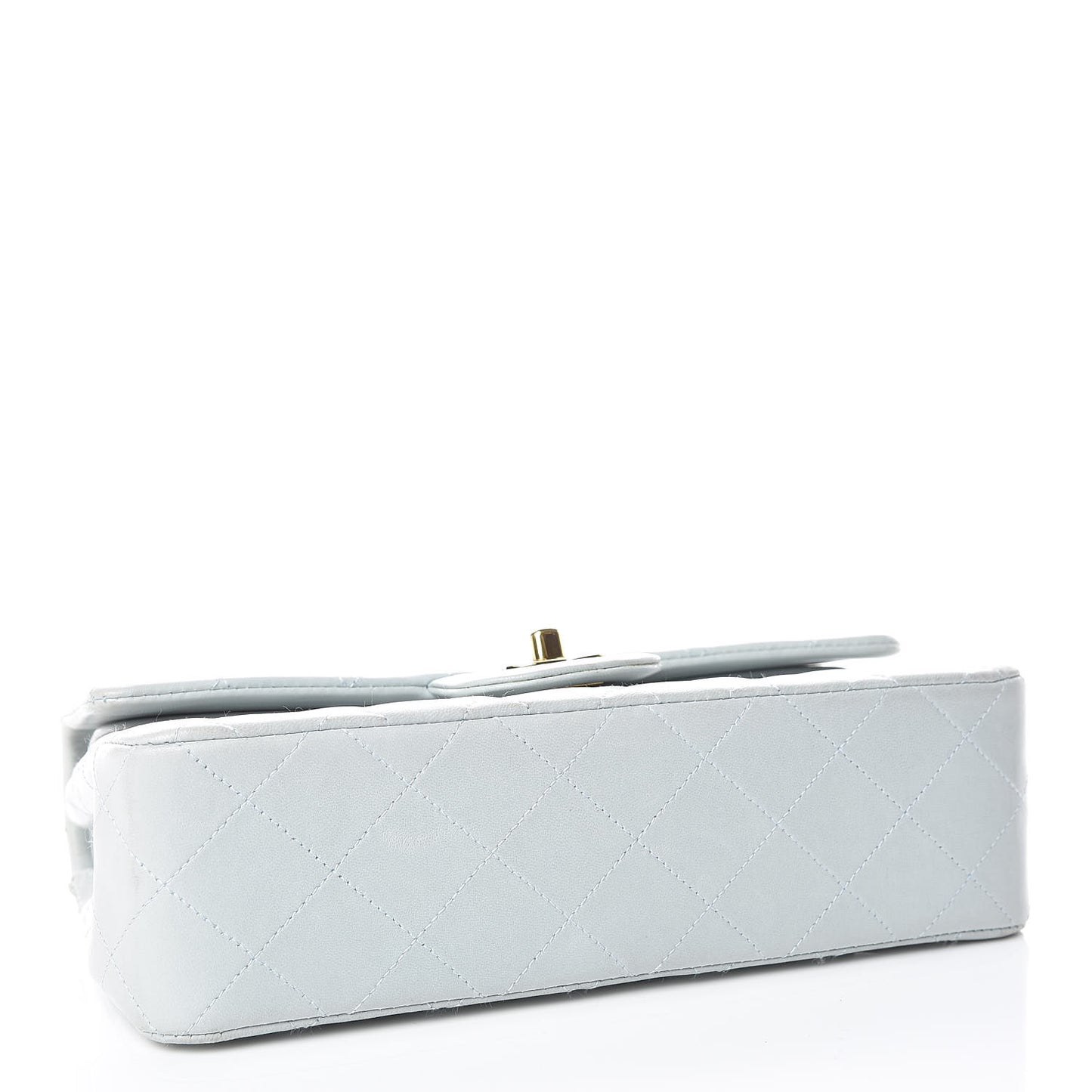 Lambskin Quilted Small Double Flap Light Blue