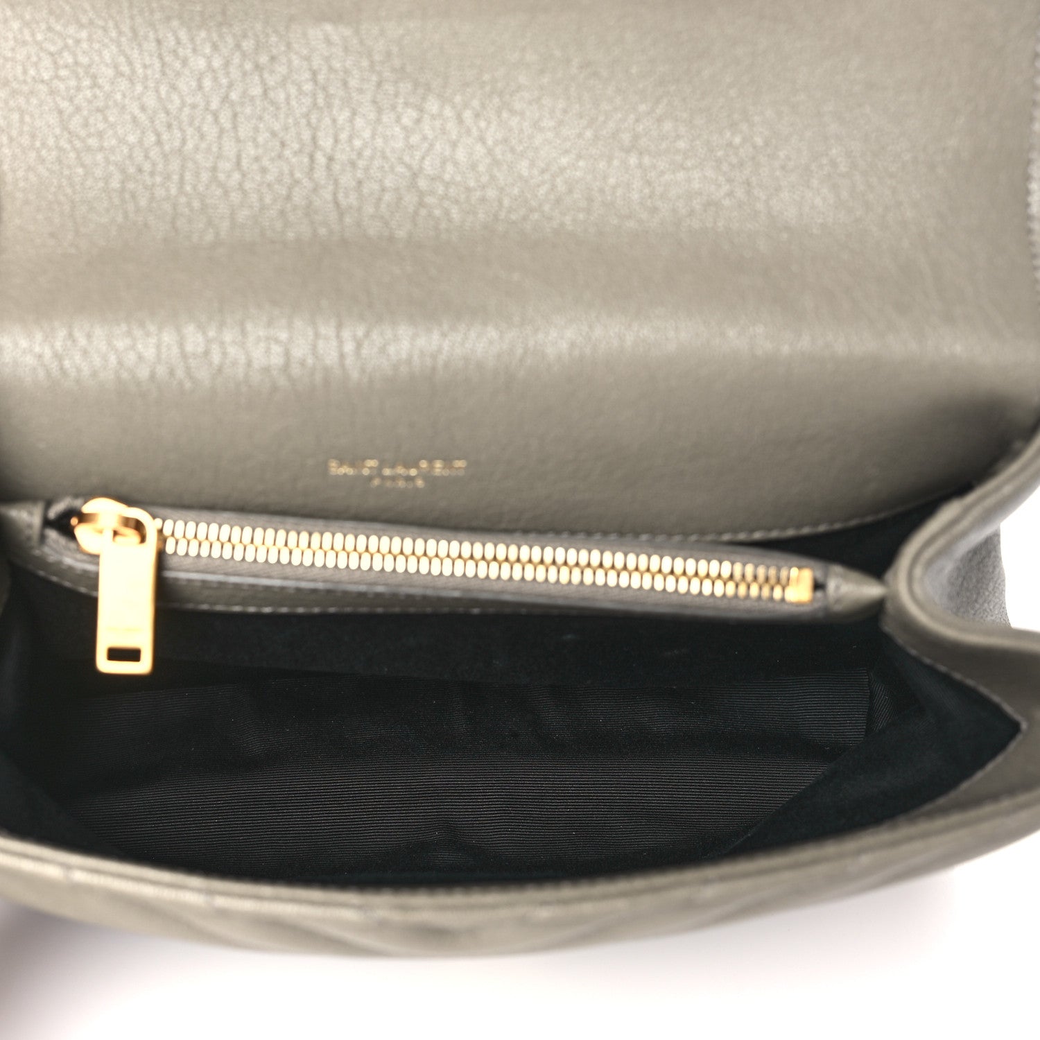 Saint Laurent Sheepskin Matelasse Chevron Monogram Medium College Bag Grey Kaki 5 of 10