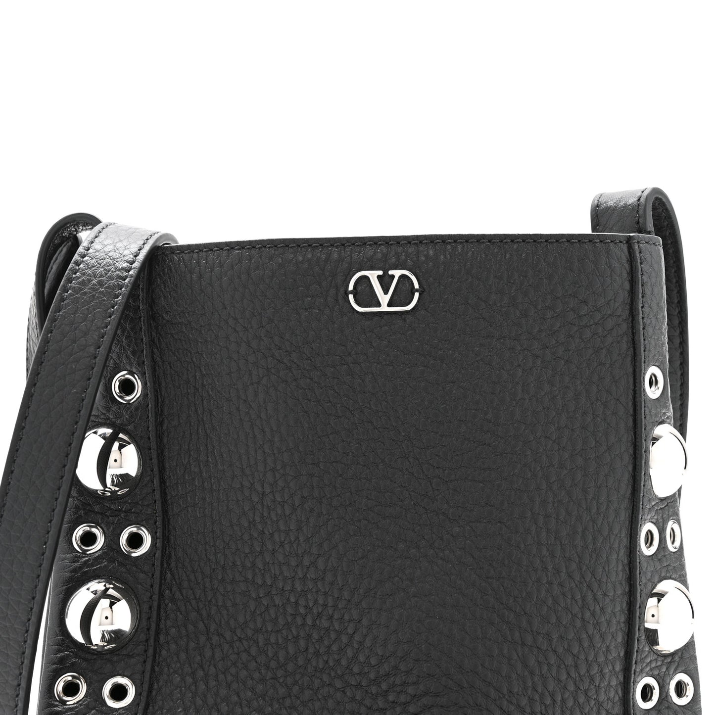 Grained Calfskin Studded Nellcote Fringe Shoulder Bag Black