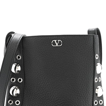 Valentino Garavani Grained Calfskin Studded Nellcote Fringe Shoulder Bag Black 7 of 10
