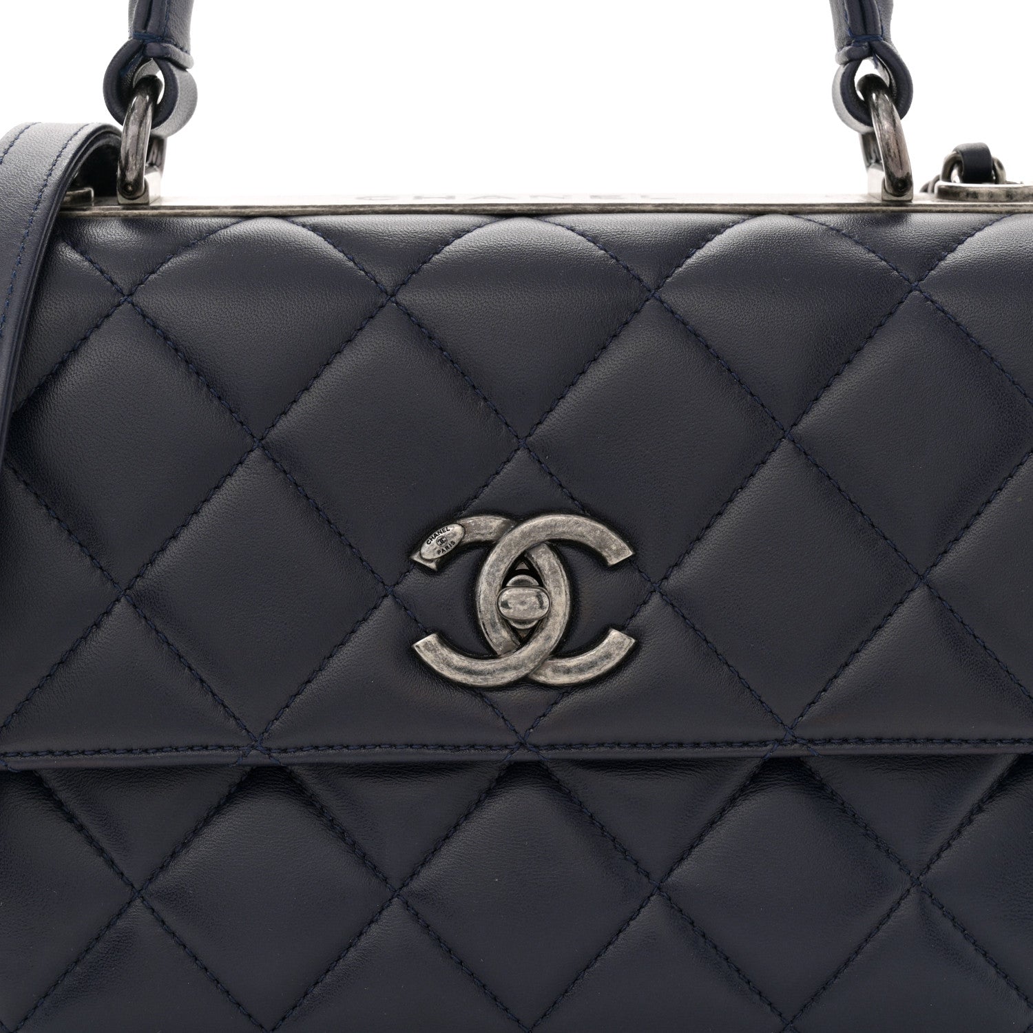 Chanel Lambskin Quilted Small Trendy CC Flap Dual Handle Bag Navy 9 of 12