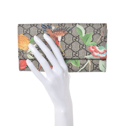 Gucci GG Supreme Monogram Tian Continental Wallet Beige Multicolor Red 2 of 8