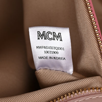 MCM Visetos Leopard Print Medium Anya Shopper Tote  Pink 7 of 10