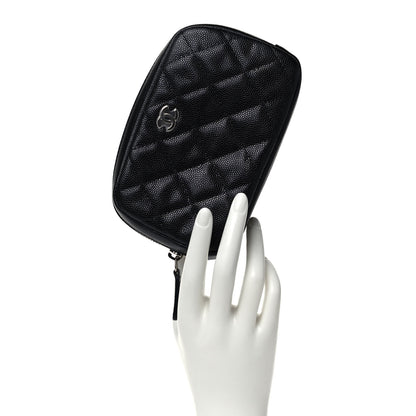 Chanel Caviar Quilted Small Curvy Pouch Cosmetic Case Black 2 of 9