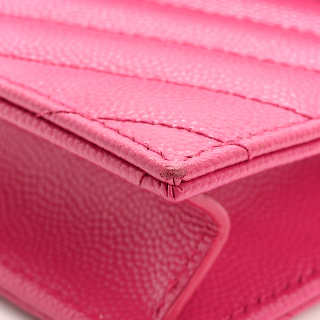 Grain De Poudre Matelasse Chevron Monogram Envelope Chain Wallet Fresh Fuchsia