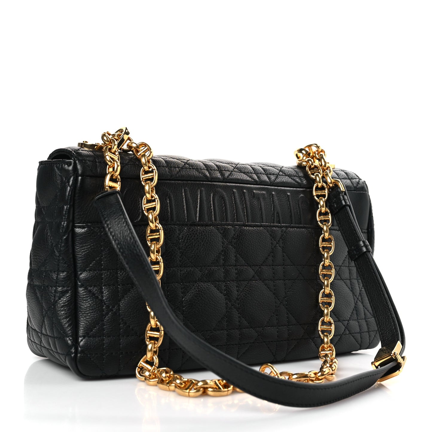 Calfskin Cannage Medium Caro Bag Black
