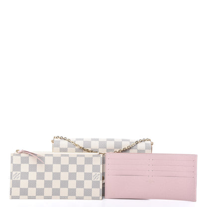 Louis Vuitton Damier Azur Pochette Felicie Chain Wallet Rose Ballerine 9 of 9