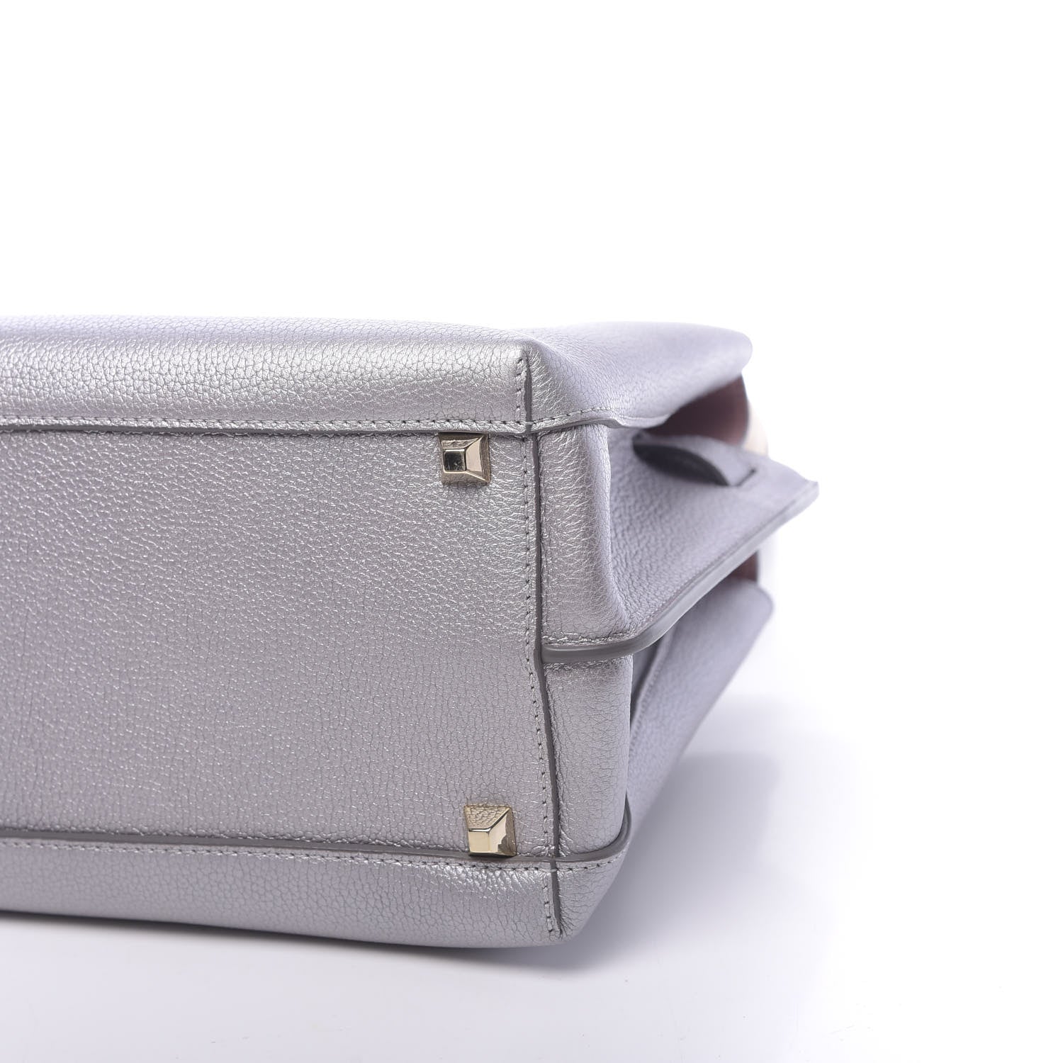 MCM Metallic Grained Calfskin Medium Milla Tote Spike Silver 8 of 8