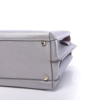MCM Metallic Grained Calfskin Medium Milla Tote Spike Silver 8 of 8