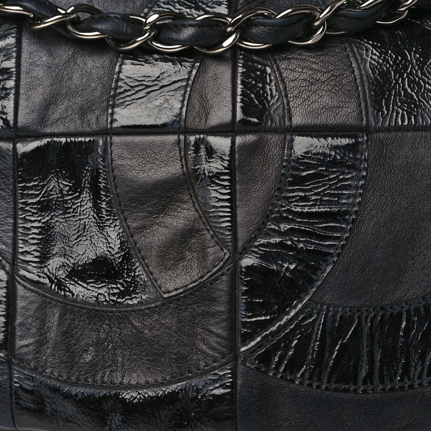 Chanel Lambskin Patent Calfskin Brooklyn Patchwork Accordion Flap Black 9 of 10