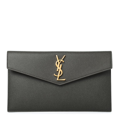 Saint Laurent Grain De Poudre Uptown Pouch Pebble 1 of 7