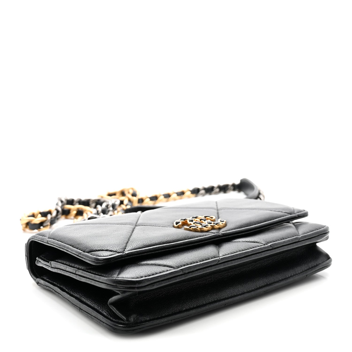 Chanel Lambskin Quilted Chanel 19 Wallet On Chain WOC Black 4 of 12