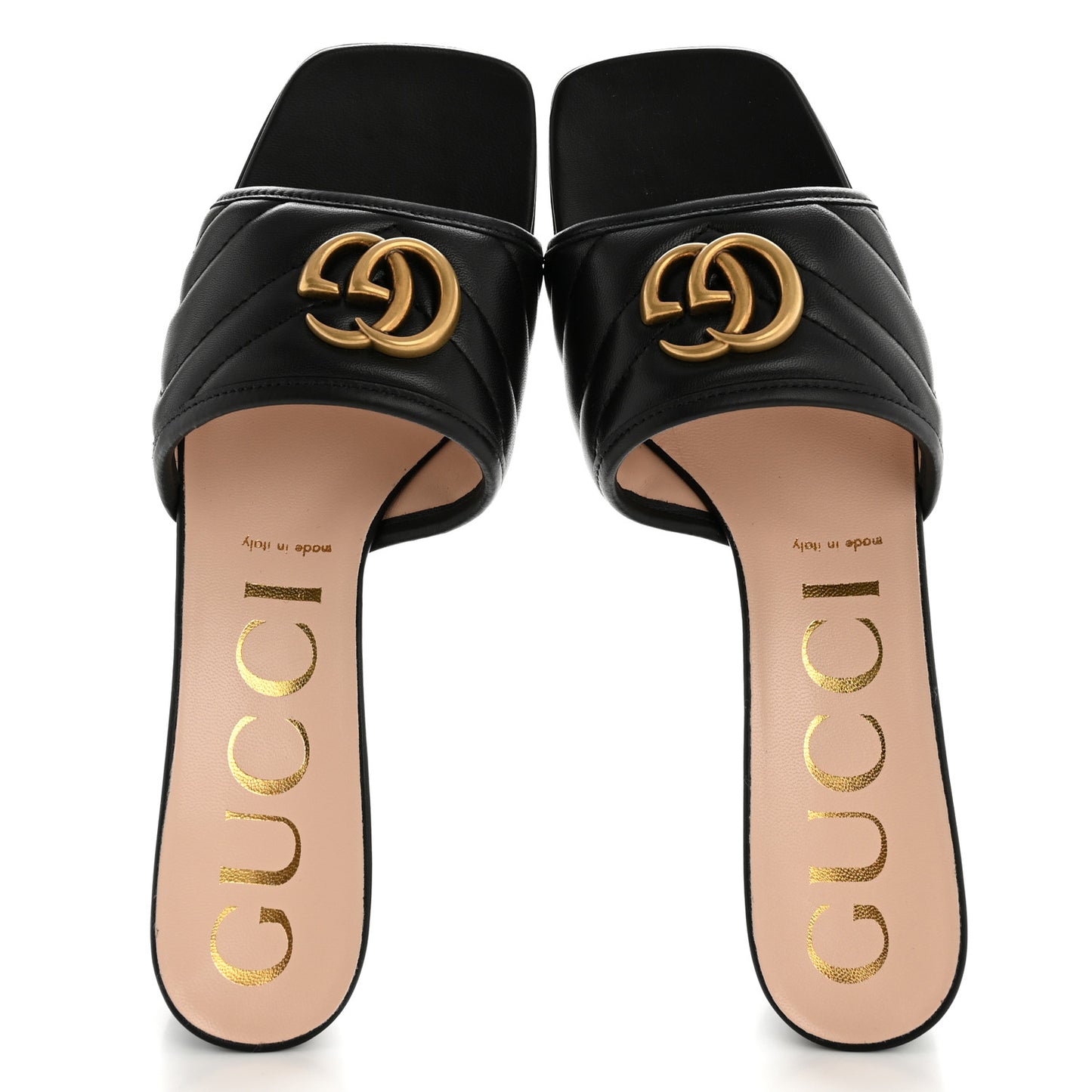 Nappa Matelasse GG Marmont 55mm Slide Sandals 39 Black