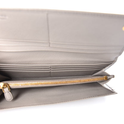 Prada Saffiano Metal Continental Flap Wallet Pomice 5 of 9