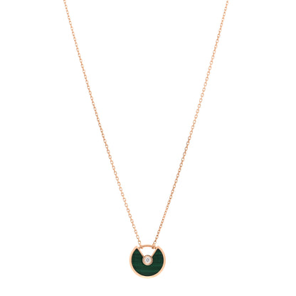 Cartier 18K Pink Gold Diamond Malachite XS Amulette de Cartier Pendant Necklace 1 of 5