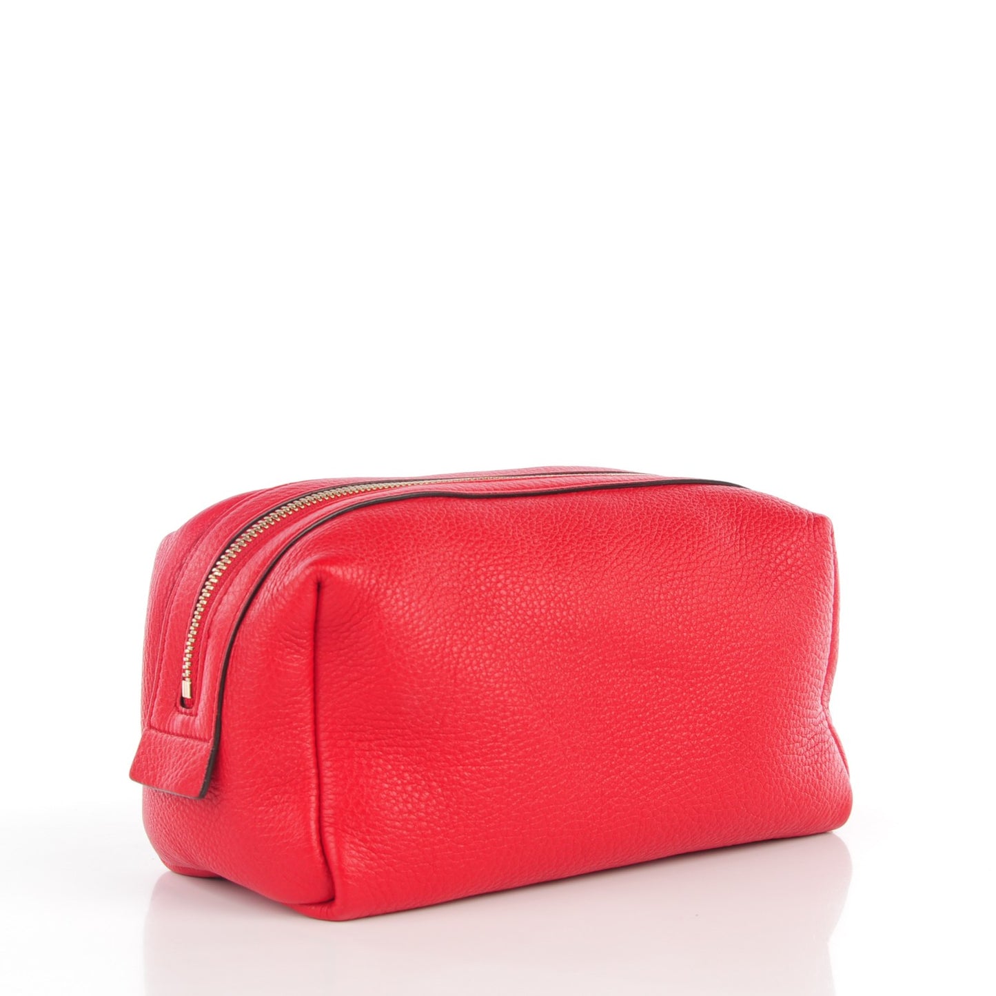 Pebbled Calfskin Large Soho Cosmetic Case Red
