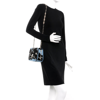 Valentino Garavani Suede Panther Chain Flap Bag Grey Sky 2 of 8
