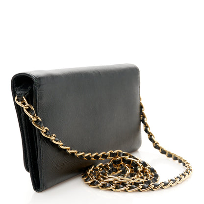 Prada Saffiano Metal Oro Chain Wallet Black 3 of 11