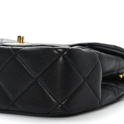 Chanel Lambskin Metal Quilted Mini Top Handle Square Flap Black 9 of 9