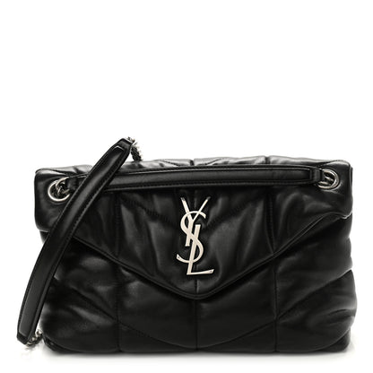 Saint Laurent Lambskin Quilted Small Loulou Puffer Monogram Chain Satchel Black 1 of 12