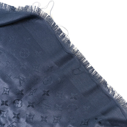Louis Vuitton Monogram Silk Wool Shine Shawl Night Blue 6 of 6