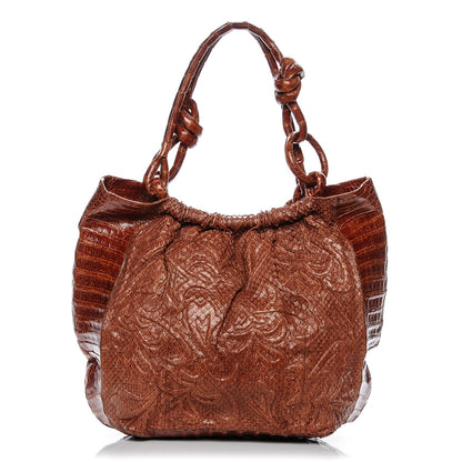 Nancy Gonzalez Crocodile Python Embossed Shoulder Bag Brown 1 of 8
