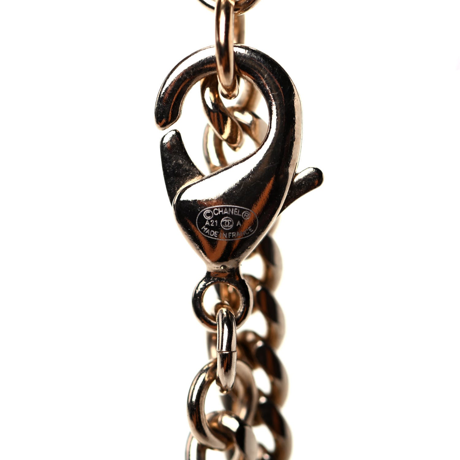 Chanel Pearl Crystal Chain CC Necklace Gold 3 of 4
