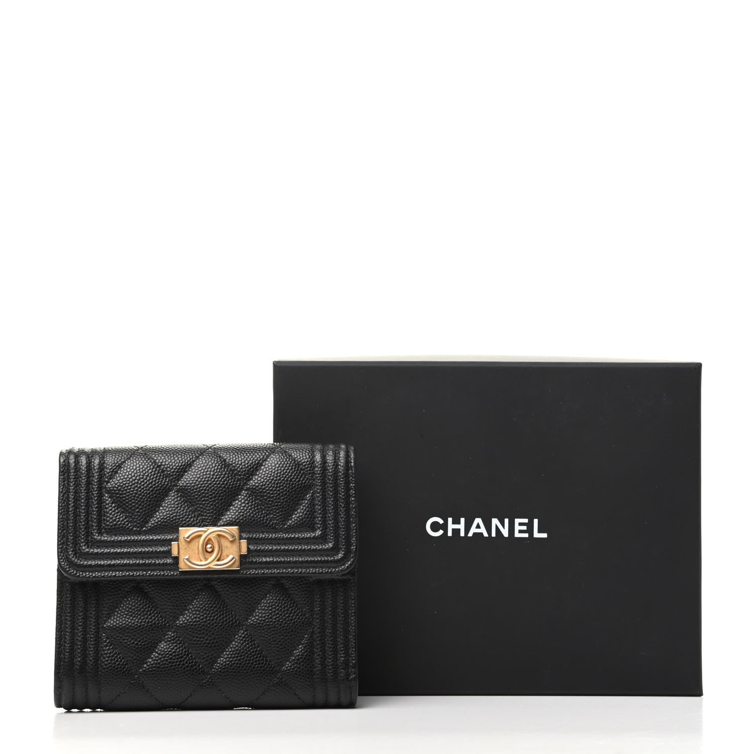 Chanel Caviar Quilted Compact Boy Wallet Black 8 of 8