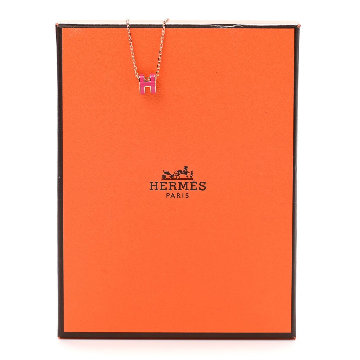 Lacquered Gold Mini Pop H Pendant Necklace Rose Extreme