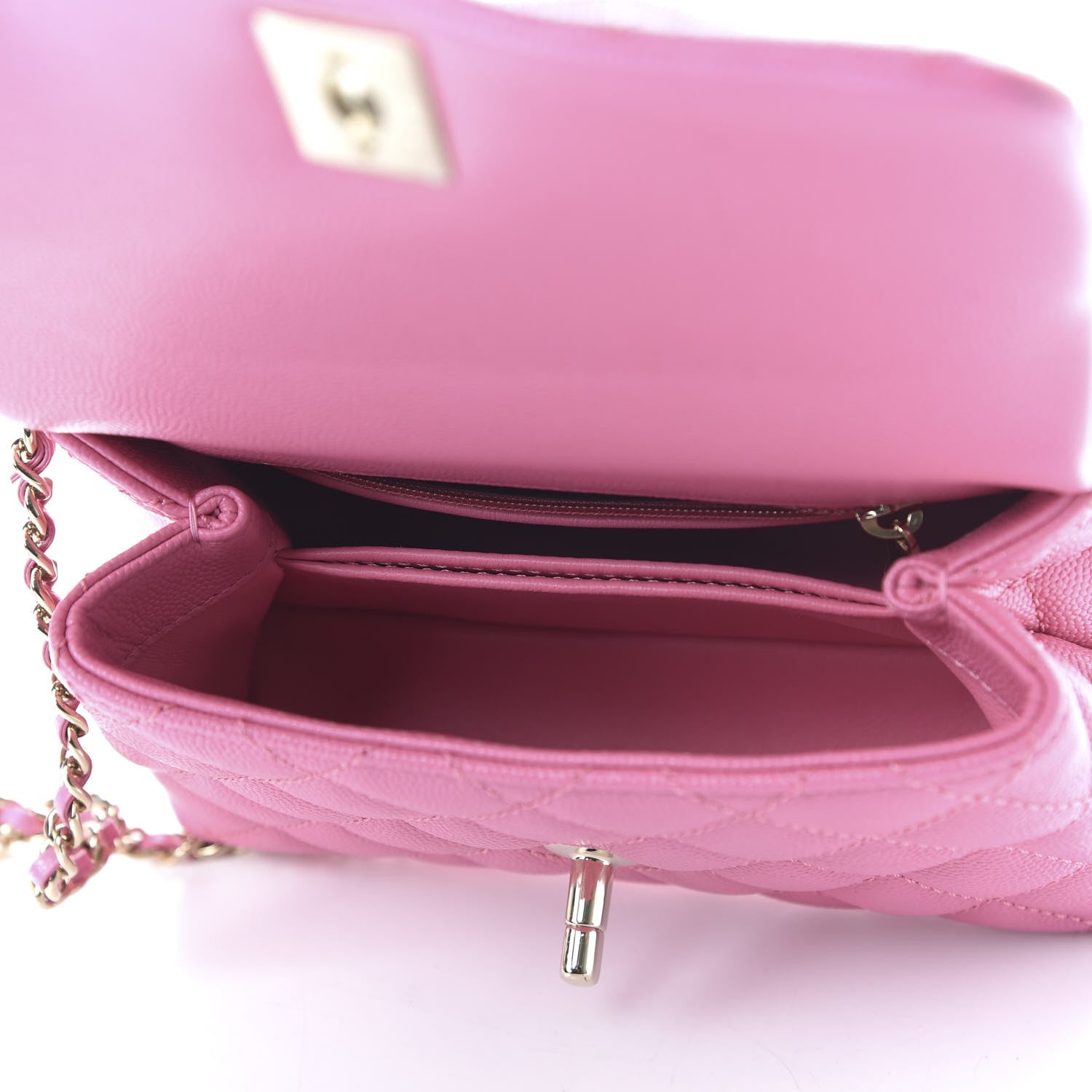 Chanel Caviar Quilted Lizard Embossed Extra Mini Coco Handle Flap Pink 5 of 10